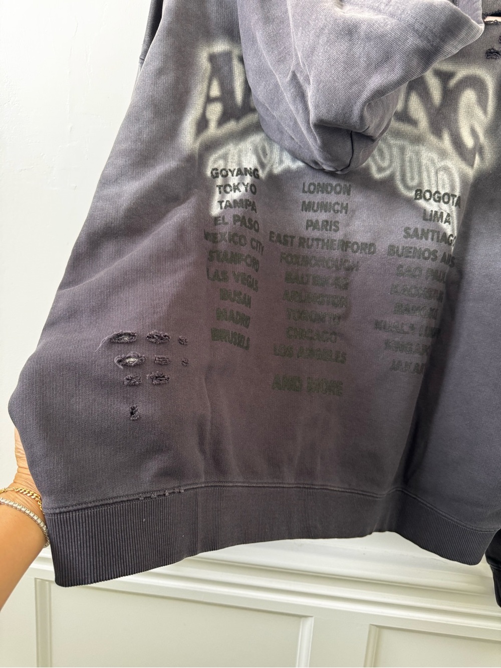 BTS Arirang tour merch. Intentionally Distressed Zip-Up Hoodie - Charcoal Gray - Picture 11 of 13